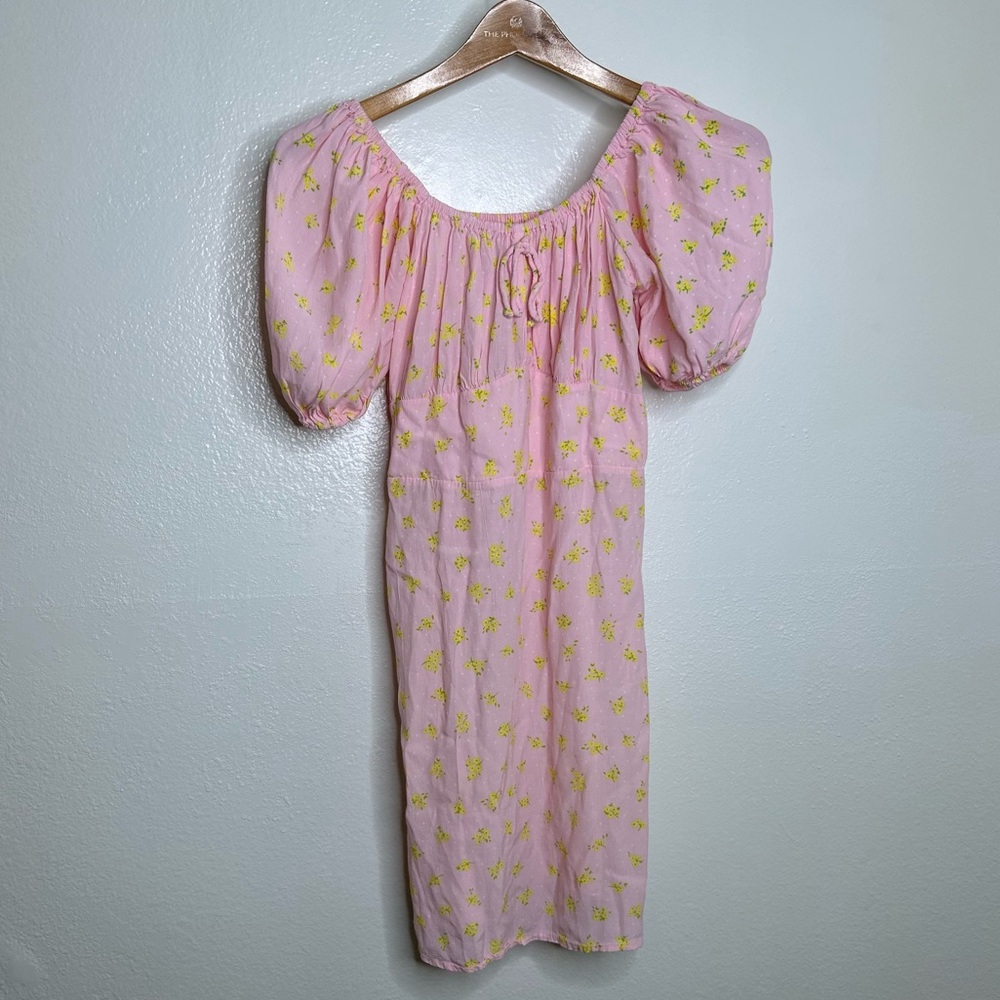 Faithfull The Brand Pink Floral Puff Sleeve Mini Dress 6